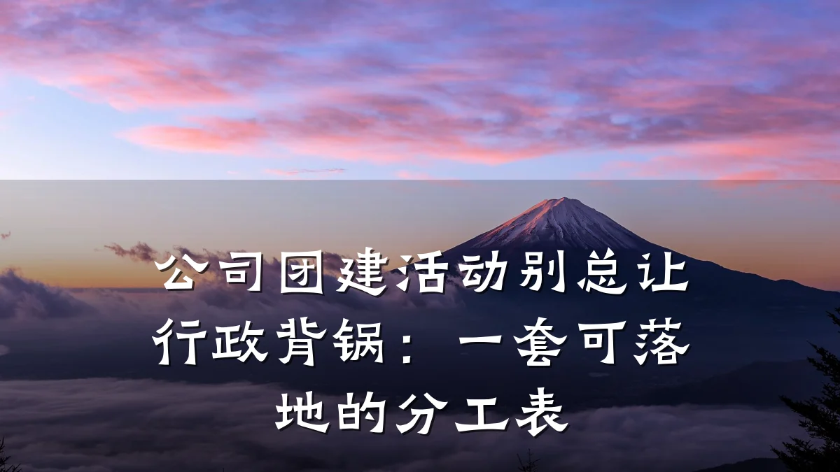 公司团建活动别总让行政背锅:一套可落地的分工表