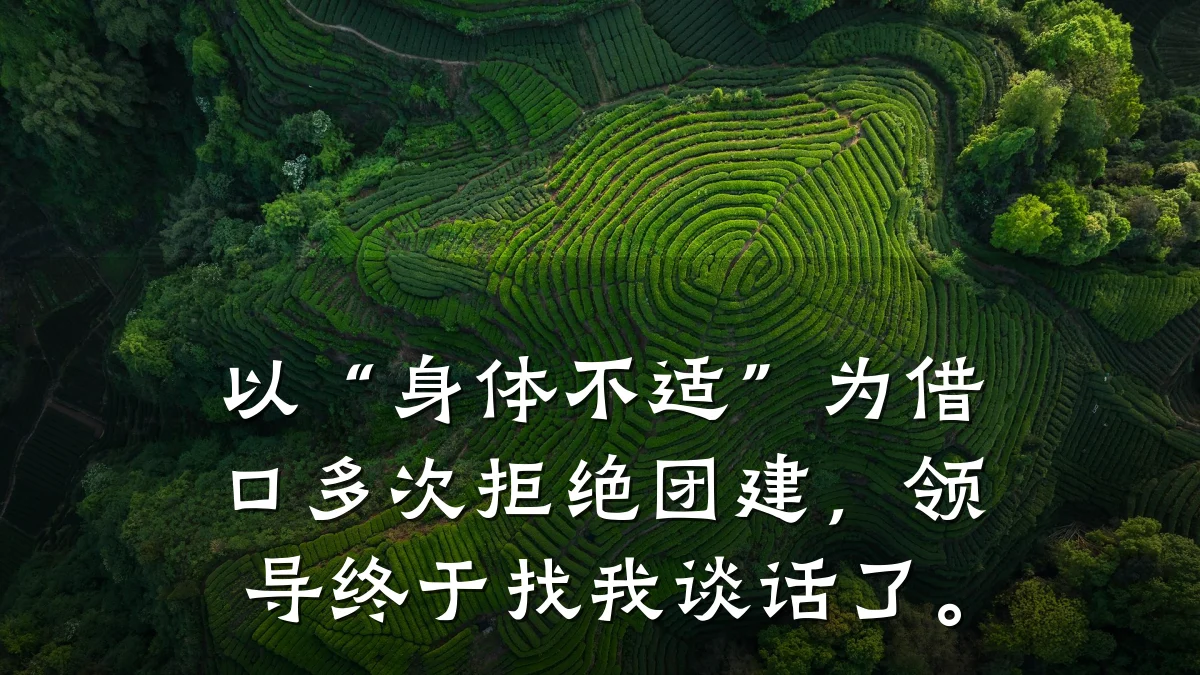 以“身体不适”为借口多次拒绝团建,领导终于找我谈话了。
