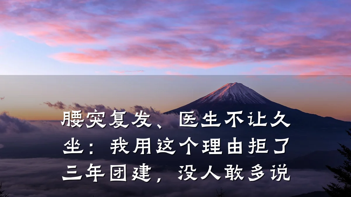 腰突复发、医生不让久坐：我用这个理由拒了三年团建，没人敢多说