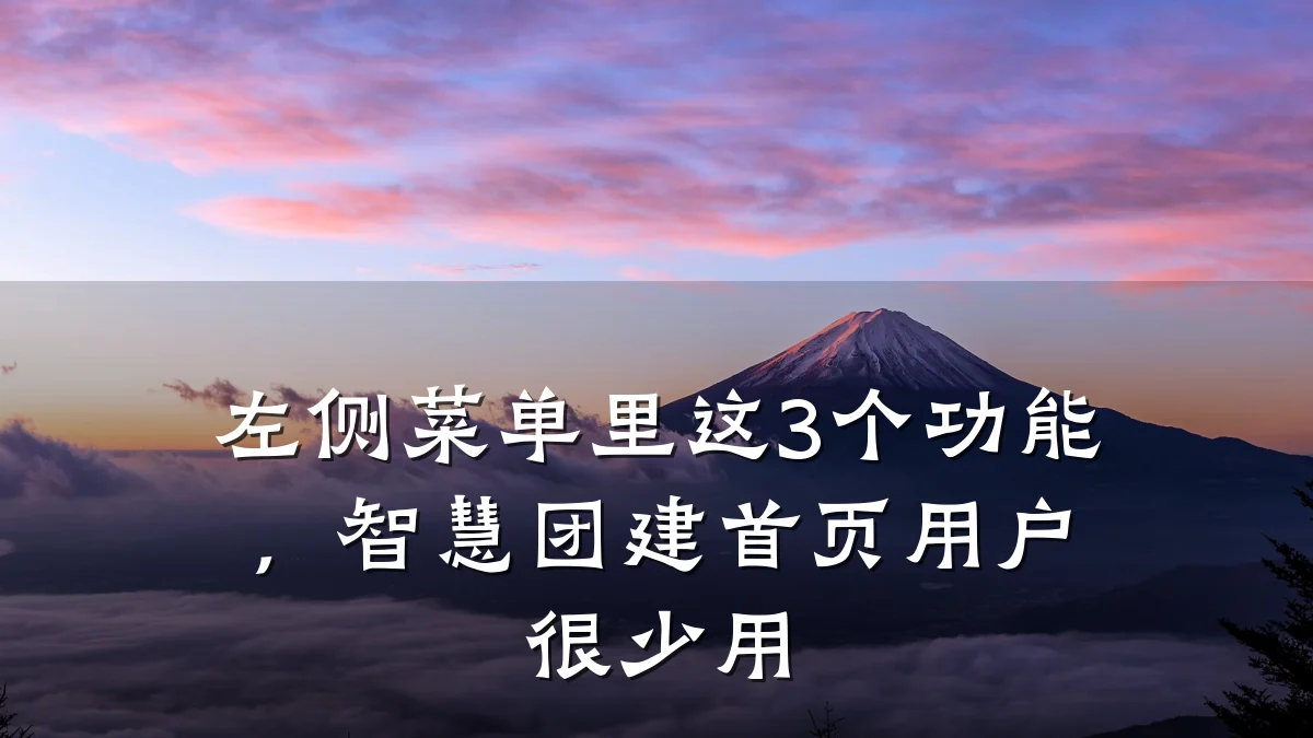 左侧菜单里这3个功能,智慧团建首页用户很少用